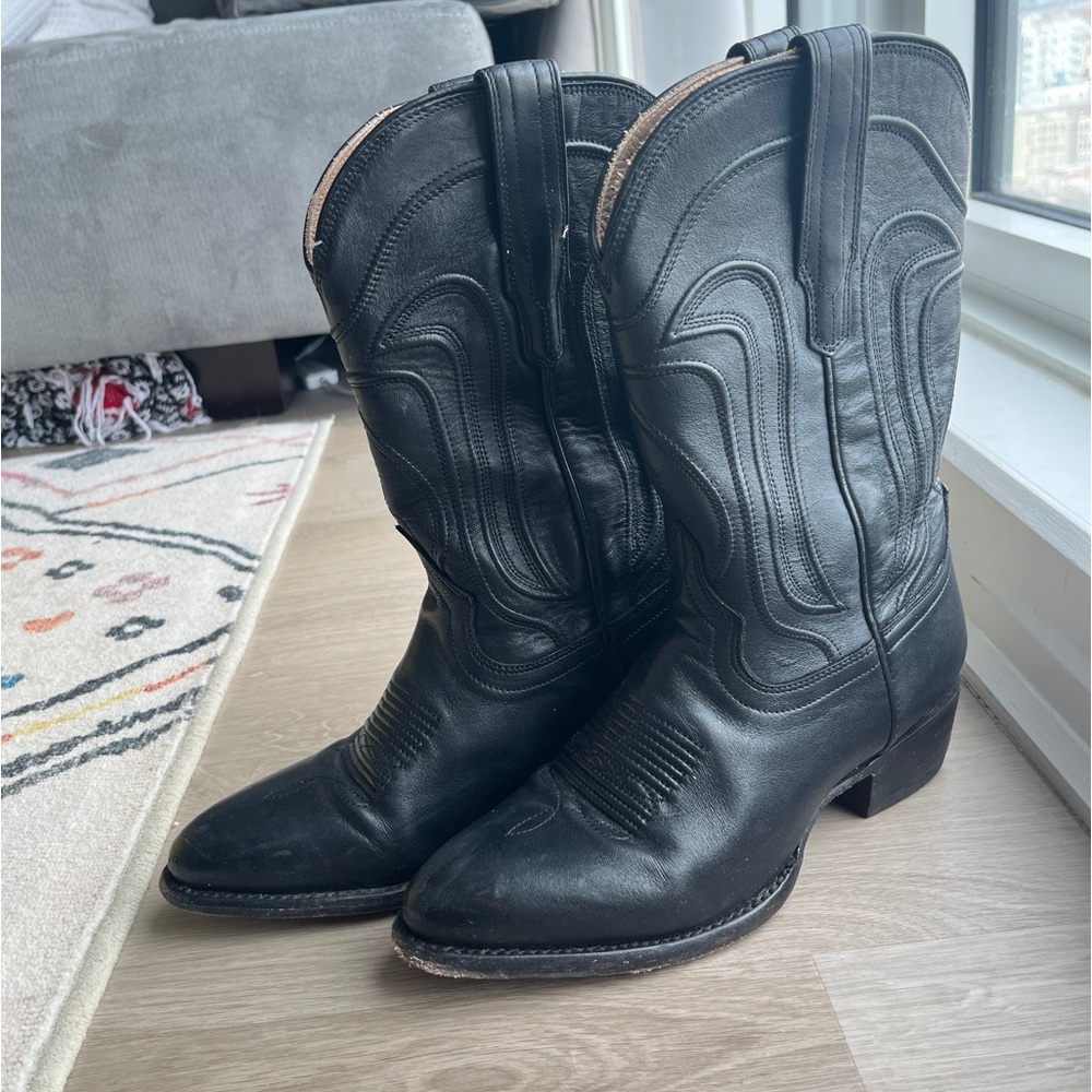 Tecovas Black leather cowboy boots